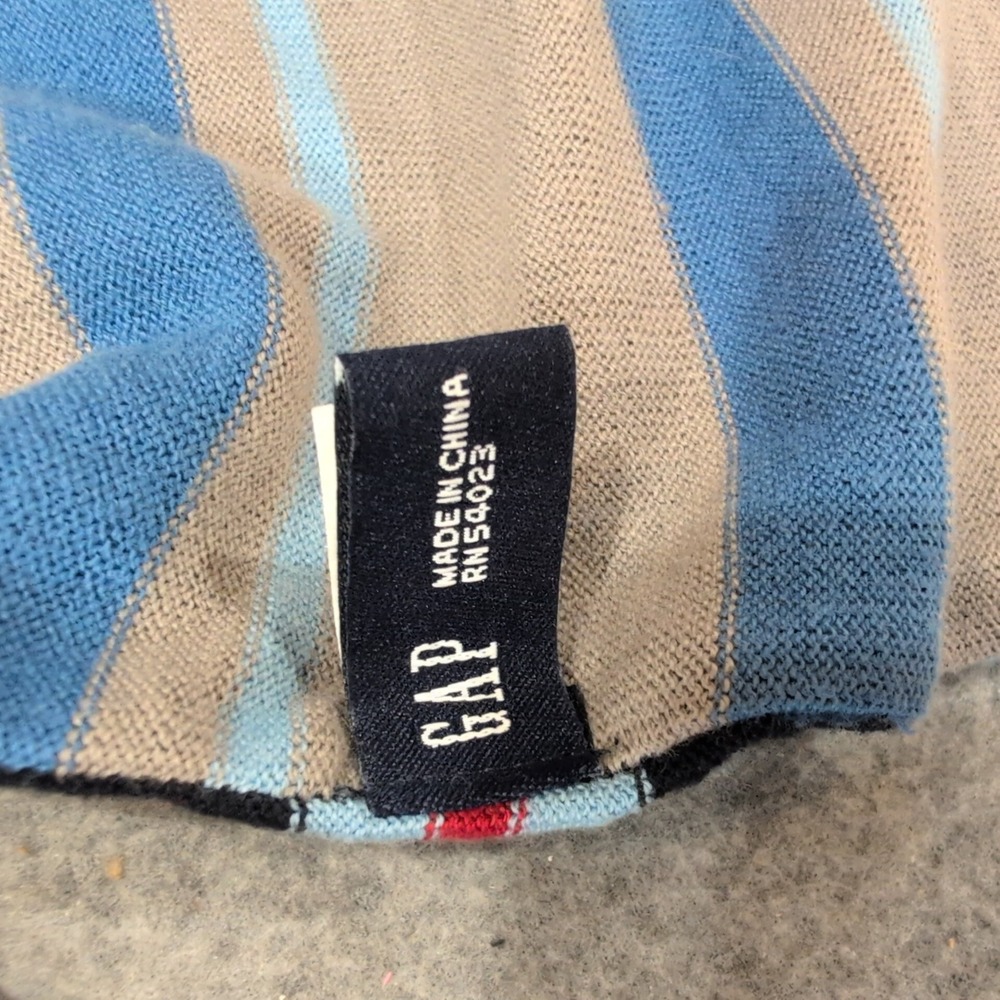 Gap Reversible Knit Scarf Blue Grey Black Striped 348238 Cotton Blend Mens Women - Picture 4 of 9